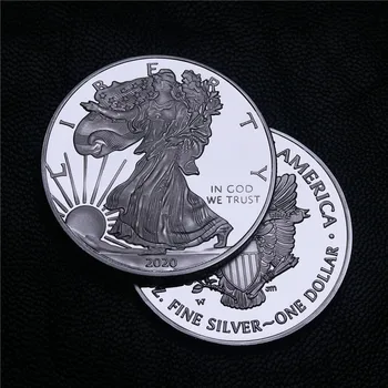 2020 1 oz Ameriški Silver Eagle Kovanec Silvered Kip Svobode srebrnik Ne Magnetni Izvod