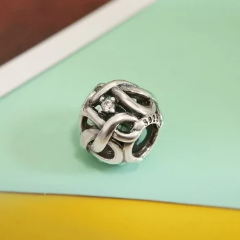 Sterling srebro kroglice, geometrijske neskončno ljubezen openwork okrogle kovinske kroglice original srebrna zapestnica za ženske DIY nakit