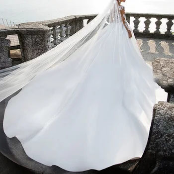 Ženske poročne obleke Plus velikost V vratu čipke, vezenine dolg rokav boho poročne poročno obleko elegantno slaven poročni obleki