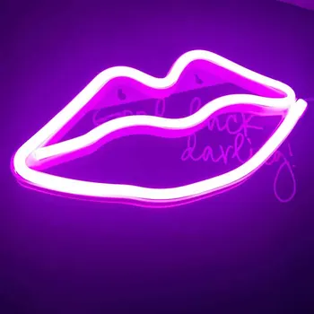 Neon Znak Svetlobe LED Zid, Ustnice Luči Vizualne Umetnine Bar Lučka Sobi Doma Dekor