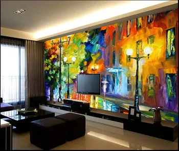 Po meri 3D velika freska,Kul barve ulica slikarstvo freske dnevni sobi, luči,KTV Hotel ozadje de papel parede