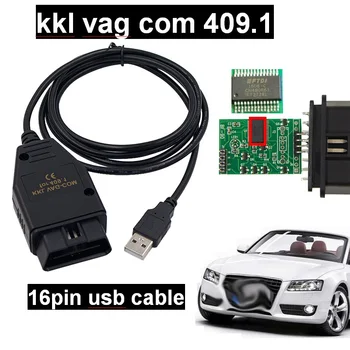 FTDI Čip Auto Avto OBD2 Kabel USB VAG-COM KKL 409.1 Auto Optičnega Skeniranja Orodje Za Audi Seat Volkswagen, Škoda avtomobilske skener