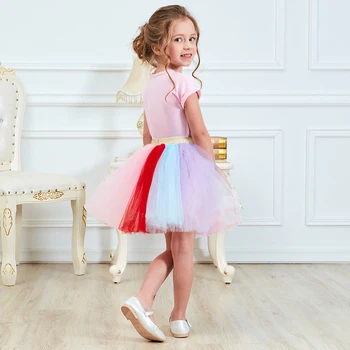 Baby Dekleta Oblačenja Rainbow Unicorn Stranka Obleko Til Tutu Oblačila Pustni Kostum Za Otroke Oblačila Otrok Rojstni dan Obleko Gor 6T
