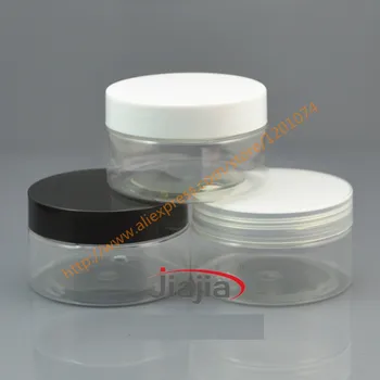 100 ml jasno PET Kozarec z black/white/clear PP pokrov,Clear Skin Cream Zabojnik 100 g Lase Masko Jar Kozmetične embalaže,tanko bazo