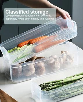 Nastavljiv Multi-layer Plastičnih Sveže-vodenje Polje Hladilnik Škatla za Shranjevanje Pregleden Hrano, Posodo Organizator Shranjevanje Rack Polje
