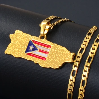 Anniyo Puerto Rico Zemljevid Zastavo Obesek Ogrlice za Ženske/Moške Zlato Barvo PR Puerto Ricans Nakit Darila #117006