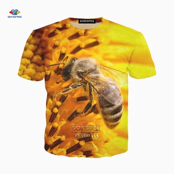 Smešno Živali Honey Bee Cvetje 3D Tiskanja Moške Majice s kratkimi rokavi Ženske Poletne Majice Harajuku Priložnostne Hip Hop Modo Prevelik majica s kratkimi rokavi
