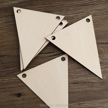 Lesene Bunting Trikotnika Obliko Plovila, Ki Visi Oznako Dekoracijo Darilo Ornament Z Luknjami