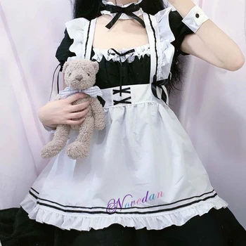 Obdelava Čudež Nikki Cosplay Black Gothic Lolita Francoska Služkinja Kostum Obleko Dekleta Ženska Natakarica Devica Stranka Kostumi