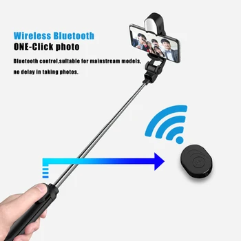4 v 1 Selfie LED Obroč Svetlobe Brezžična tehnologija Bluetooth Selfie Stick Mini Stojala Ročni Podaljša Selfie Palico Z Daljinskim upravljalnikom