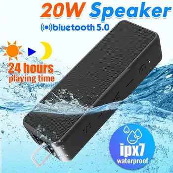 20W Prenosni bluetooth 5.0 Brezžični Zvočnik Boljši Bas Stereo 24-Urna bluetooth Obseg IPX7 vodoodpornost Soundbar Subwoofer