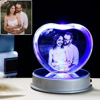 Po meri K9 Kristalno Foto Okvir LED Znanja Lasersko Vgravirana Slika Domov Dekoracijo Osebno Poroko Foto Okvir