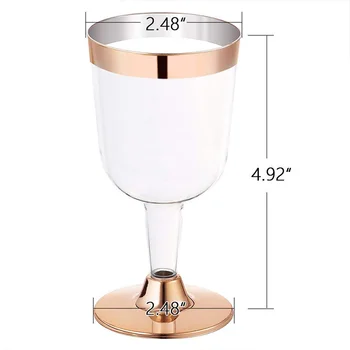 25pcs 6 OZ Rose Zlata Kozarec Vina za Enkratno uporabo Porjavelost Ognjeni Plastičnih Zrak Pokal svate Servis Ice Cream cocktail Pokal Set