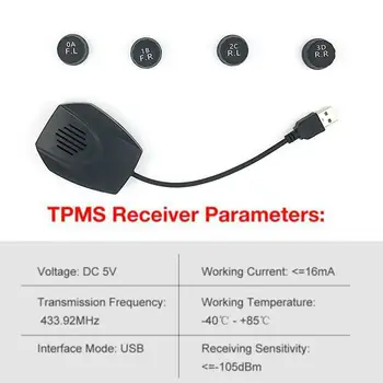 TPMS Android USB Navigacijo v Pnevmatikah Sistem za Zaznavanje Zunanji Brezžični Detektor Z Zunanjimi Senzorji v Realnem času Opozorila