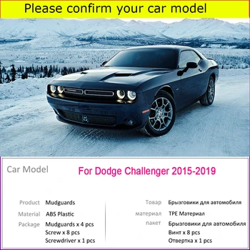 4PCS Blato Zavihki Za Dodge Challenger 2019 2018 2017 2016 Deluxe Splash Varovala Spredaj Zadaj Nastavite Blato Zavihki Blatniki Dodatki