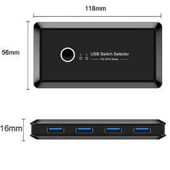 KVM preklopnik USB 3.0 2.0 Preklopnik 2 Vrata Kos Izmenjavo 4 Naprave Za Tipkovnico, Miško, Tiskalnik, Monitor USB 2.0 3.0 Izbirno Stikalo
