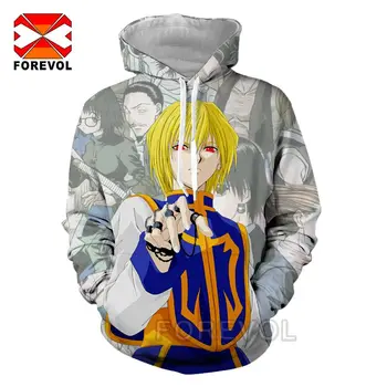 Hunter x anime lovec Kurapika cosplay hoodies 3d-tiskanja suknjič punk hoodie majica/majice/sopihanje vrhovi band moški ženske ulične