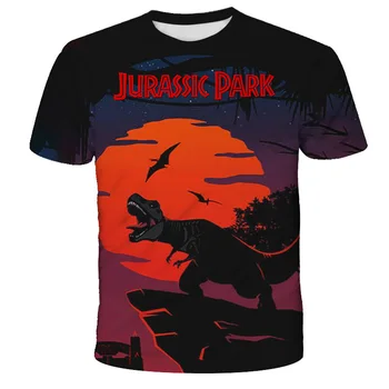 Fantje in dekleta, Risanka Dinozaver tee majico Natisnjeno dino tshirt smešno Harajuku Vrhovi Jurassic brez povezave park otroka, t-shirt