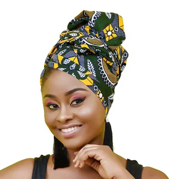 Nove Afriške vzorec saten linned bonnet Z Dolgo Pentljo headwrap Dvojno Plast Headwrap headscarf Ankara Velik obseg Ženske Hairband