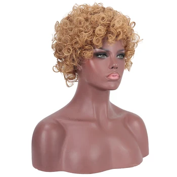 DIFEI 12 inch kratek kodraste lase sintetičnih lasulj, Brazilske ženske blond rjava črna lasulje