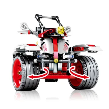 511Pcs Pullback Motocikel gradniki Igrače Za Otroke Združljiv Duplos Tehnika gradniki Igrača Otroci Dirke Model Igrača