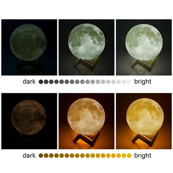 3D Tiskanje Luna LED Otrok Noč Svetloba, možnost zatemnitve Dotik USB nočno omarico Namizna Svetilka za Domačo Sobo Dekorativni Darilni Nočna Lučka