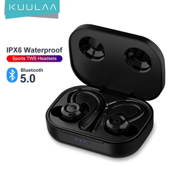 KUULAA Bluetooth Slušalke 5.0 TWS Brezžični Headphons Slušalke Šport Čepkov 3D Stereo Gaming Slušalke Z Mikrofonom Polnjenje Box