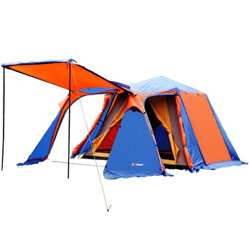 Povsem samodejno 1hall 2room dvojno plast aluminija pole prostem družinskih kampiranje šotor je primeren za 4-5persons 180 cm višina šotor