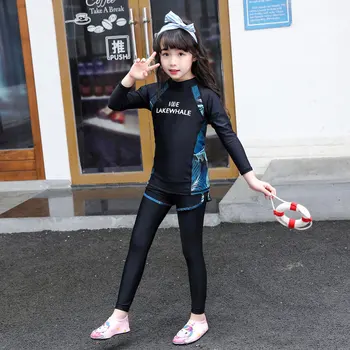 3pcs/set Dekleta Fantje' UPF 50+ Dolg Rokav majica Rashguard Atletske Plavati Surf Potop Majica & Debla, kopalke, Kopalne Trenirke za Otroke