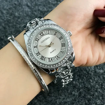 Reloj mujer CONTENA Moda Rimskimi številkami Gledam Ženske Diamant Ure Ženske Ure Rose Zlata Dame Watch Ura saat montre
