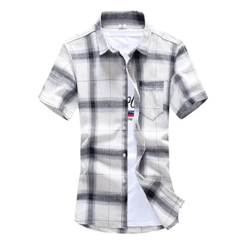 Poletje kratek sleeve majica moški korejska različica slim pol rokav shirt trend moške palčni majica kariran majica