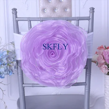 CH091J SKFLY novo veliko barv po meri izdelan poročni dekoracijo organza hot pink stol rose cvet z belo spandex band