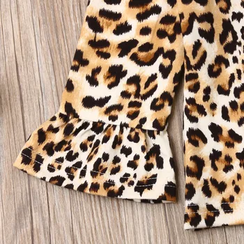 Moda Jeseni 2Pcs Malčka Otroci Dojencek Dekliška Oblačila, ki Leopard Tiskanja Dolg Rokav Vrhovi+Hlače Priložnostne Dekleta Obleke Obleko