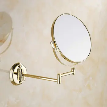 Medenina Kopalnica Kozmetično Ogledalo Ličila 8 Inch Zlati Polirani Dvakrat Potisnite Povečevalno Kopel Ogledala Stenske