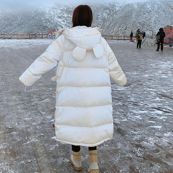 Zajec Hooded Svetlo Naguban Parkas Ženske Pluz Velikost Debele Vzročno Kruh Plašč Korejski Sladko Dolgo Toplo Jakno 2020 Pozimi Moda