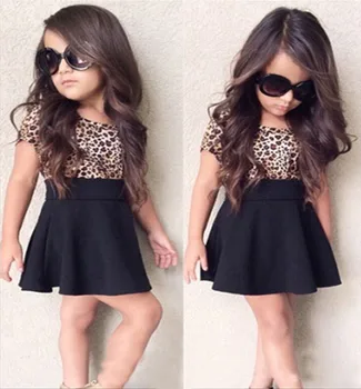 2020 Baby Dekleta Poletje Otrok Princesa Kratek Rokav Leopard Mozaik Kratko Obleko Stilsko Dojenčki, Dekleta Obleke Obleke