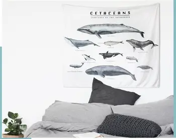 Ins Nordijska visi krpo Cetaceans od Infraorder Ocean Kita Visoko Pixel Art Dekorativne Stenske Tapiserije, ki Visi Dekor Darilo