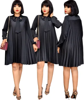 2020 nov prihod modni slog Afriška ženska o-vratu dolg rokav poliester kolena-dolžina obleko