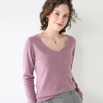 Spomladi in jeseni nov slog dolgo sleeved Proti-vrat barva pleteni pulover ženske