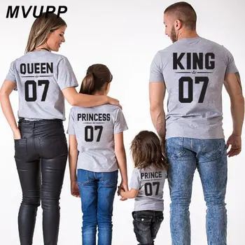 Družina Videz Oče, Mama, Otrok ujemanja obleke mamica in mi obleke, mati, hči, obleke, Modni T-Shits, Kralj, Kraljica princ princesa