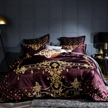 Rdeča egiptovski bombaž posteljnina določa Luksuzni vezenje posteljo nastavite kraljica kralj velikost rjuhe kritje posteljo stanja nastavite prevleke 4/6pcs