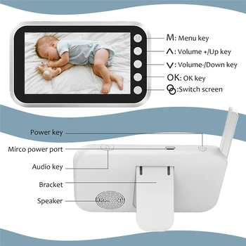 DANMINI 4.3 v LCD HD Zaslon Barvni Baby Monitor Elektronska Varuška Radio, Video Nadzor Temperature ABM100 Varnostne Kamere