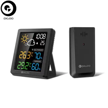 DIGOO GD-8647 HD Barvni Zaslon LCD Vremenska Postaja Budilka Smart Digitalni Termometer, Higrometer Dremež Dvojno Namizne Ure