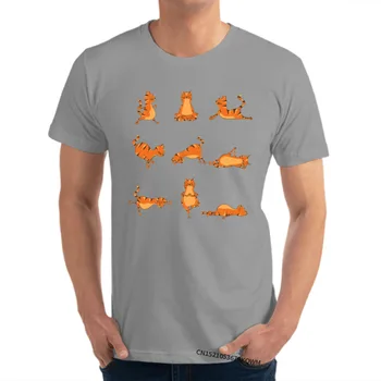 Joga Predstavlja Mačka Smešno Joga Šale Edinstveno T-Shirt Oblikovalec Kratek Rokav Camisa Bombaž Študent Vrhovi Tees Preprost Stil Tee Majica