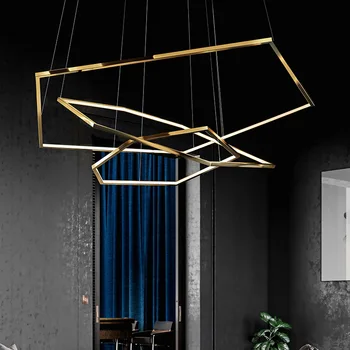 Heksagonova Vzmetenje Svetlobe Luxury Gold Vgradnjo Sodobnih Design LED Obesek luči za dnevno sobo Villa Minimalističen Razsvetljava Dekoracija