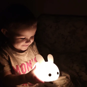 Ustvarjalne Silikonski Jade Zajec LED Nočna Lučka Otroško Spanje Svetlobe USB Dva-barva Svetlobe Srčkan Zajec Pat Svetlobe Igrača