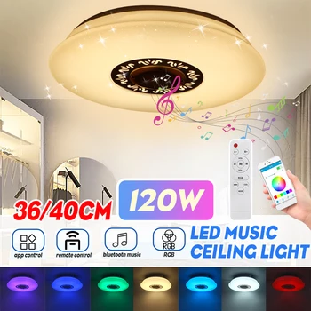 120W Sodobni LED Smart Stropne Luči APP Inteligentni Nadzor Stropne Svetilke RGB Zatemnitev bluetooth Glasbe Svetlobe Z Daljinskim upravljalnikom