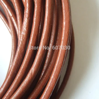 2 metrov 5mm okrogle svetlo rjave barve, pravo usnje tangice kabel