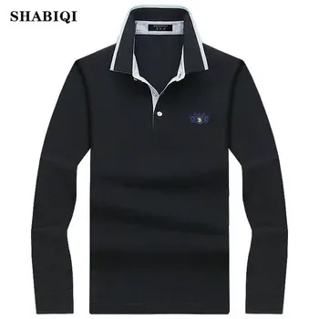 SHABIQI 2019 Moški Polo Majica Mens Dolgo Sleeve Solid Polo Majice Camisa Priložnostne bombaž Polos Masculina Plus velikost S-10XL