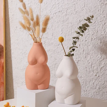 Sodobno Minimalistično Ustvarjalne Smolo Vaza Body Art Doprsni Kip Cvetlični Okraski, Motnega, Porcelana Obrti Vaza Namizno Dekoracijo Doma